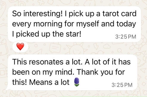 tarot reading review in WhatsApp chat
